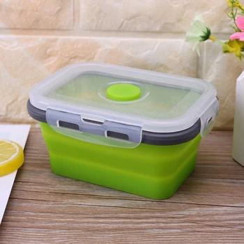 

4x Portable Collapsible Folding Silicone Food Storage Containers Lunch Bento Box 425D