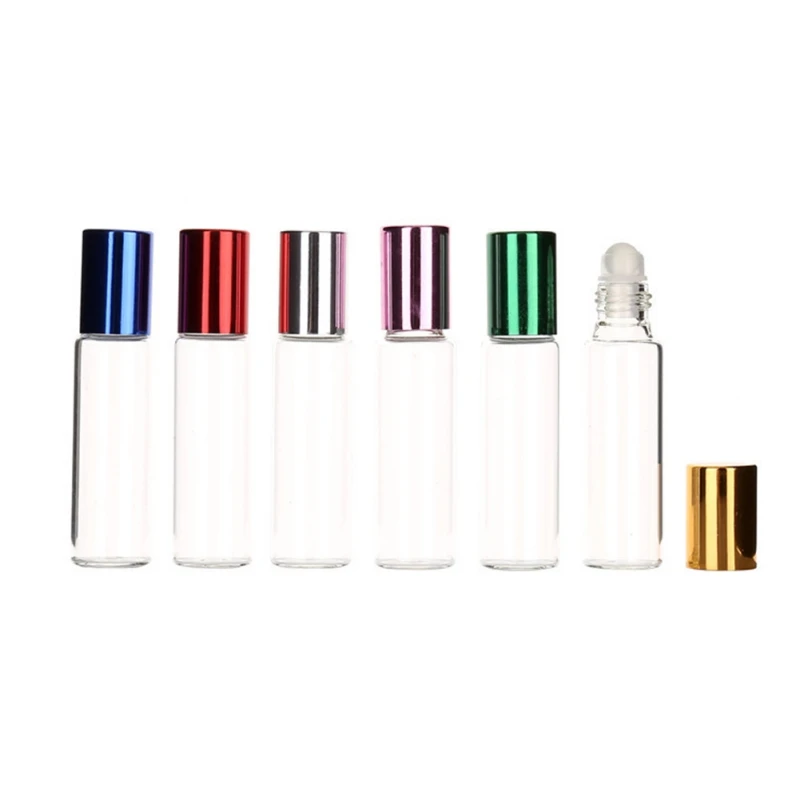 

Refillable Essential Oil Bottle Mini Transparent Glass Empty Bottle Cosmetics Roll-on Bottle 10ML For Travel 6PCS
