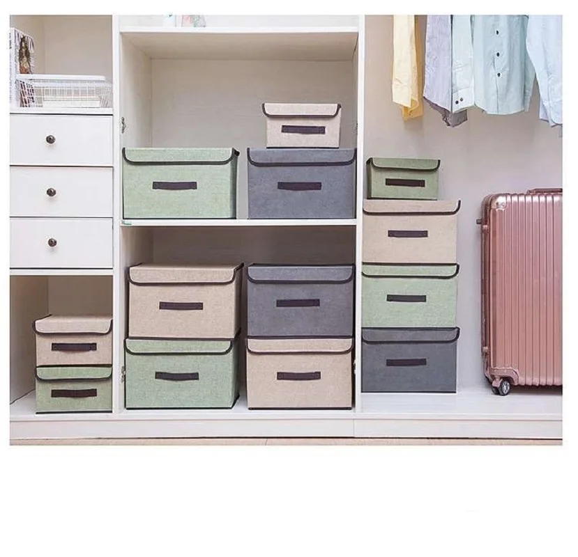

Storage box with lid Fabric storage basket clothes underwear scarf socks storage box with lid drawer sundries storage box