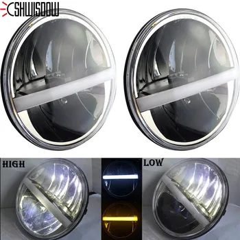

Black 7 Inch LED Headlight Round LED Bulb High/Low beam DRL Amber Turn Signal Waterproof for Jeep Wrangler JK Humme