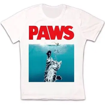 

Paws Funny Jaws Parody Cats Kittens Movie Cool Gift Present Retro T Shirt 490