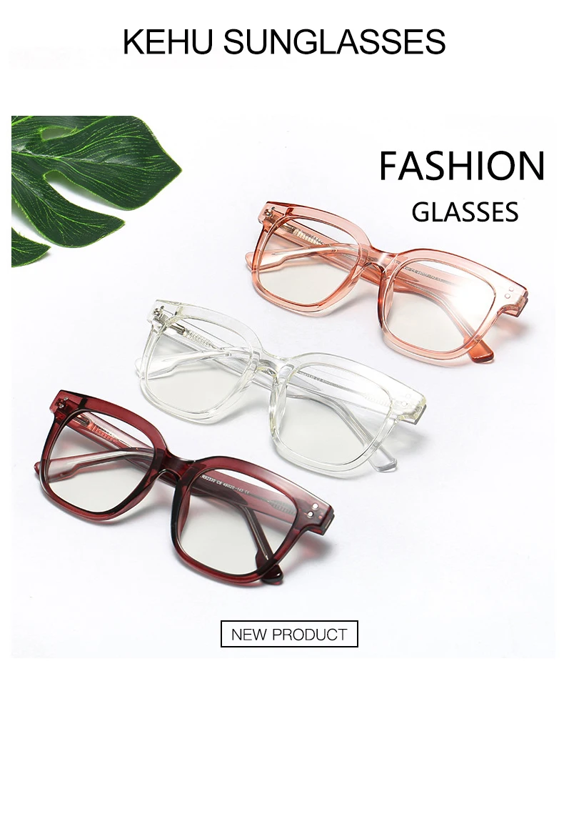 KEHU High Quality Spring Hinge Glasses Women Brand Ultralight TR90 Eyeglasses Frame Ladies Fashion Square Glasses Frame XH163