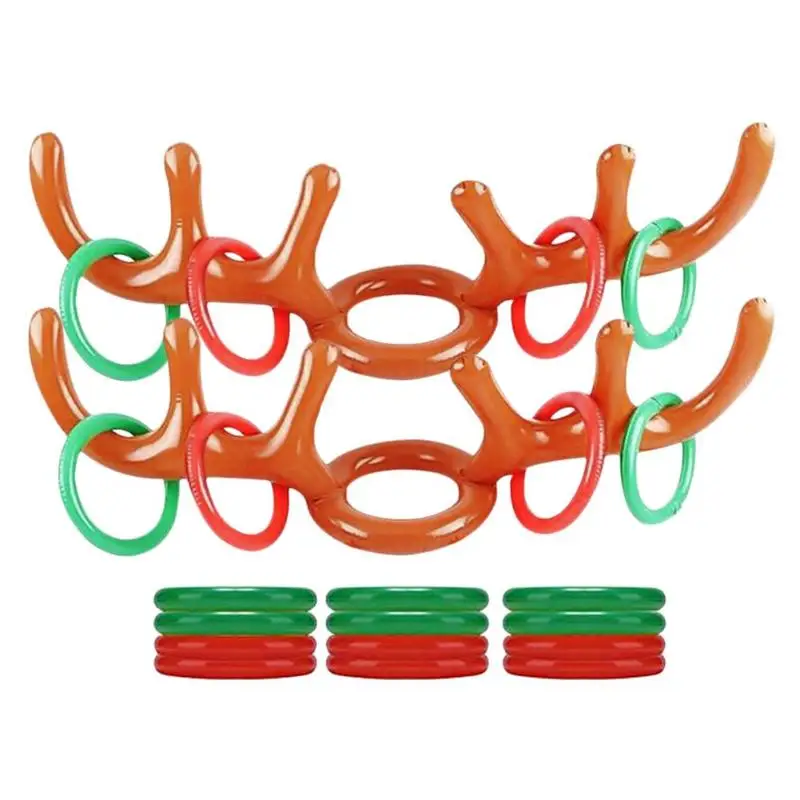 cheap 2pcs PVC Inflatable Reindeer Antlers Simple Handling Good Material Flexibility Headband Rings Kit Christmas Xmas Toss Game