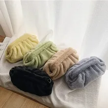 Женская сумка, плюшевая,, Ретро стиль, зима, новинка, известный бренд, искусственный мех, облако, пельмень, сумка через плечо, качественная, ручная, сумка через плечо