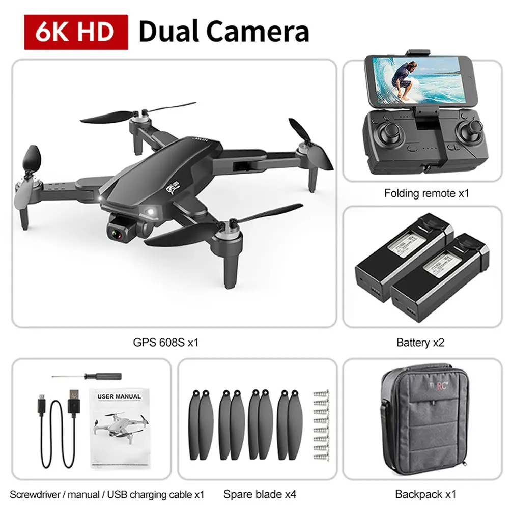 GPS 6K RC Drone UAV with HD Camera Aerial Photography Remote Control Helicopter Quadcopter Aircraft High Quality 3km Flying Dron camera quadcopter drone with camera and remote control RC Quadcopter