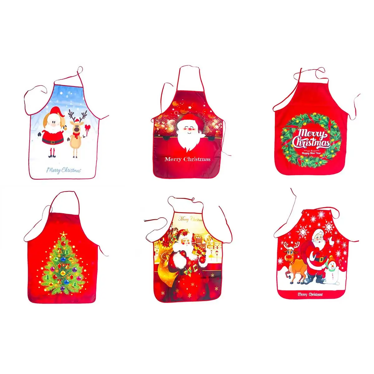 1Pcs Red Christmas Aprons Adult Santa Claus Aprons Women and Men Dinner Party Decor Home Kitchen Cooking Baking Cleaning Apron