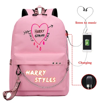 

Women Backpack Mochila Harry Styles LOVE ON TOUR 2020 Usb Charge School Bags for Teenage Girls Laptop Bagpack Men Pink Bookbag
