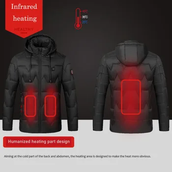 

USB Charging Smart Heated Jacket Men's Heated Coat Full Body Heating Cotton Winter Jacket Fishing Climbing Running Hot Sale