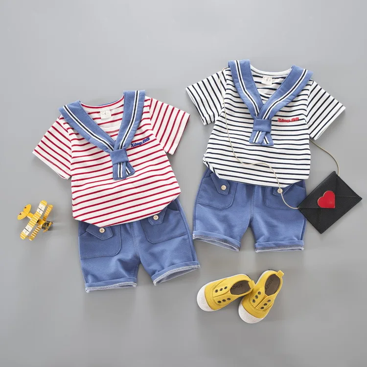 

2019 Summer New Style Korean-style CHILDREN'S Suit Two-Piece Can Open Files Men And Women Children Short Sleeve Medium-small Chi