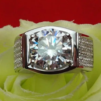 

Amazing Big Luxury Male Ring 5CT Classic Original Sterling Silver Diamond Men Carbon Ring Engagement White Gold Male Jewelry