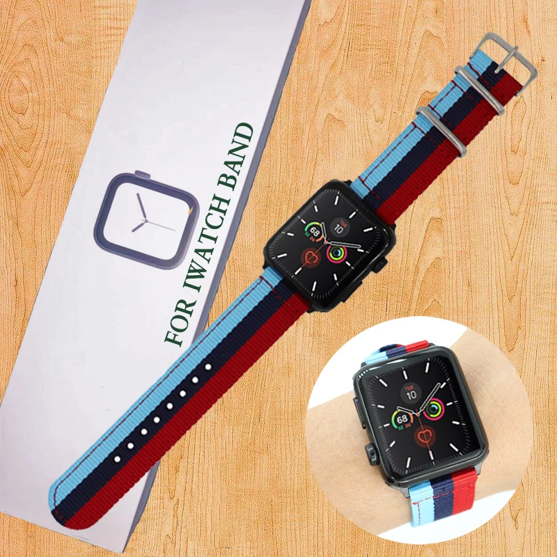 Ремешок для Apple watch band 44 мм 40 тканевый нейлоновый браслет 42 38 сменный ремешок часов
