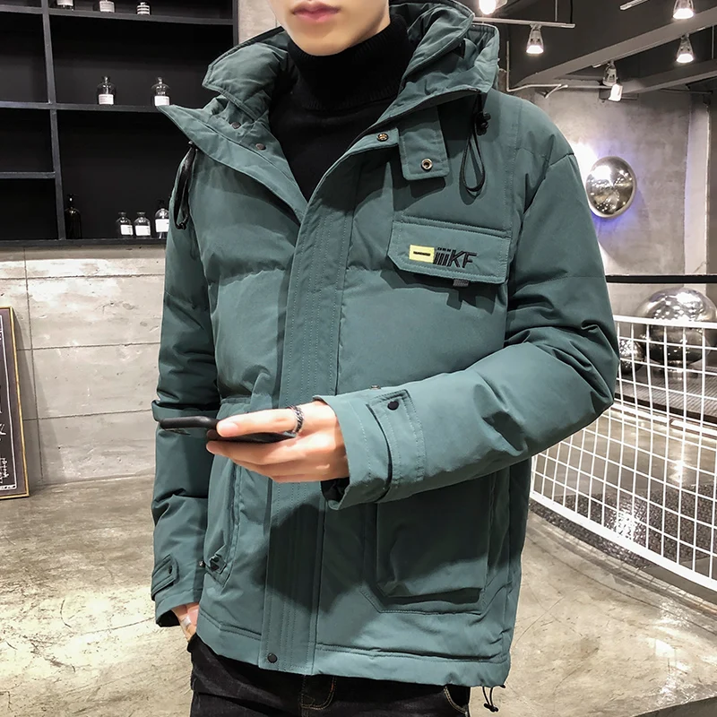 HAYBLST Parka Men Jacket Big Pockets Thick Cotton Warm Homme Autumn Winter Hooded Korean Fashion Plus Size 4XL Dropshipping