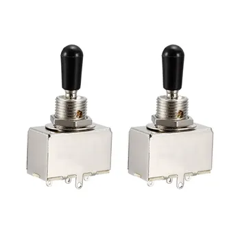 

uxcell 2 pcs Metal Alloy Electric Guitar 3 Way Box Toggle Switch for Les Paul with Black Knob 51mm x 28mm x18mm