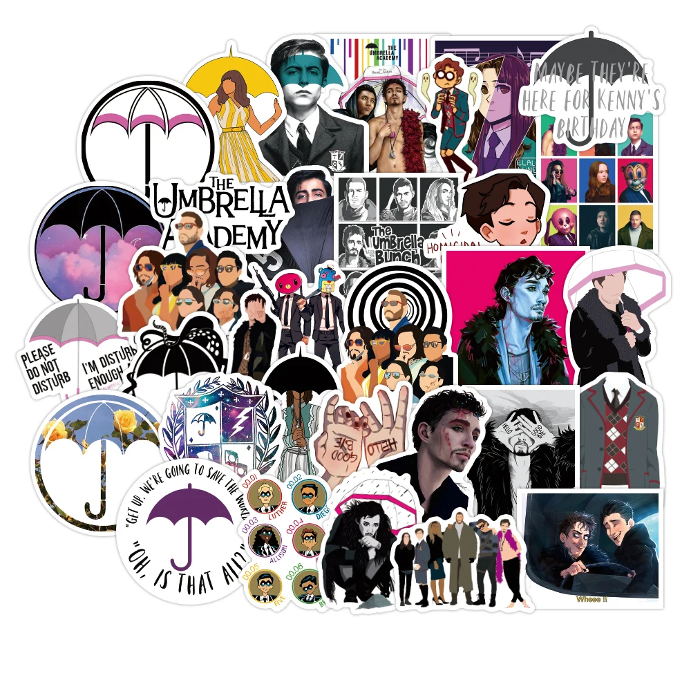 

50 Pcs The Umbrella Academy Style Stickers For Computer Skateboard Fridge Bicycle PVC Waterproof Decal Stationery Stickers