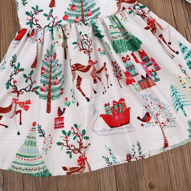 Очаровательная детская одежда для маленьких девочек Рождественские Носки с рисунком героев из мультфильмов и изображением оленя; без рукавов вечерние платье-пачка для детей от 1 года до 6 лет