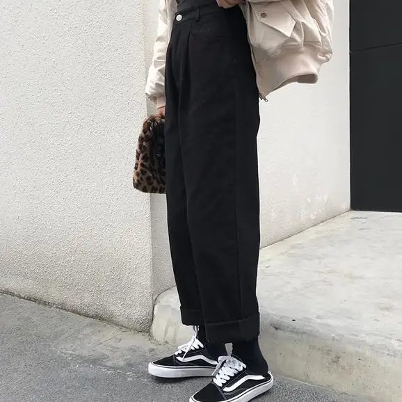 Loose High Waist Thin Pants Women 2020 Spring Autumn Femme Fashion Simple Casual Solid Girls All-Match Fresh AE630 | Женская одежда