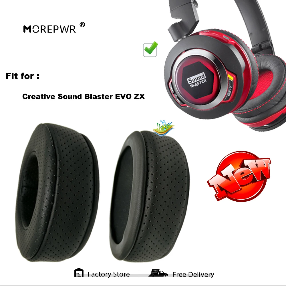 Morepwr New Upgrade Replacement Ear Pads for Creative Sound Blaster EVO ZX Headset Parts Leather Cushion Earmuff