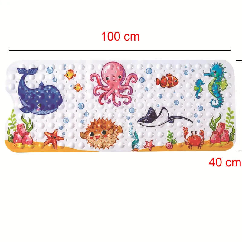 Large Cute Cartoon PVC Bath Mat Anti-Slip Shower Bathtub Mats With Sucker Soft Massage Pad Kid's Elder Bathroom Carpet Rug images - 6