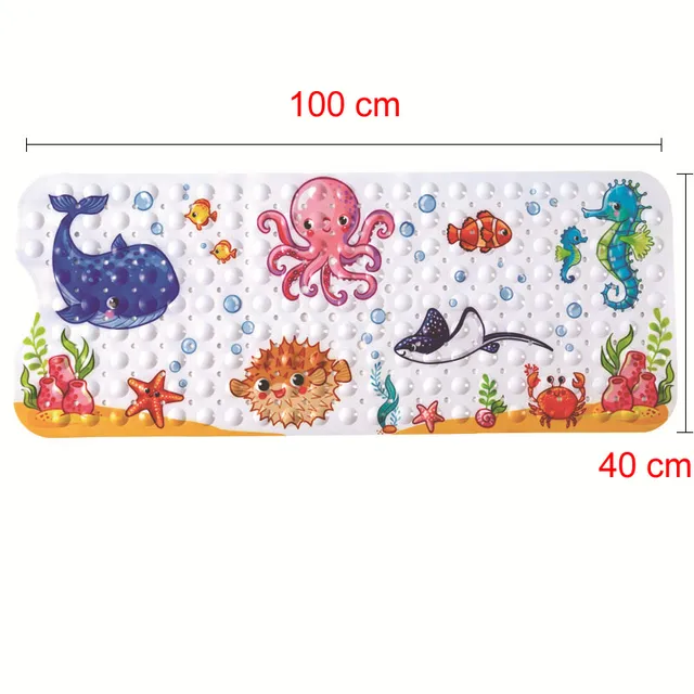 Grand tapis de bain en PVC de dessin animé mignon, antidérapant, pour douche, baignoire, avec ventouse, coussin de Massage doux, pour enfants et personnes âgées 6
