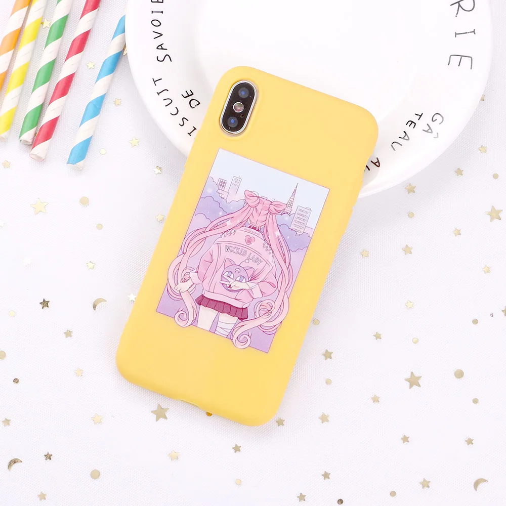 For 11 Pro 8 8Plus X XR 7 7Plus XS Max 6 6S 5 SE Harajuku Sailor Moon Summer Girl Candy Silicone Soft Phone Case Coque Funda - Цвет: 5