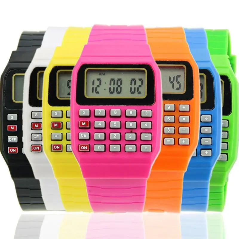Fad Children Silicone Date Multi-Purpose Kids Electronic Calculator Wrist Watch afbeelding