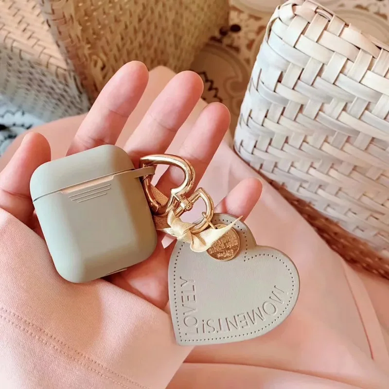 Gray Чехол для наушников с Bluetooth для Airpods чехол s 1 2 Love украшение Мягкий силиконовый чехол для наушников для Apple Air Pods сумка для гарнитуры - Цвет: Gray