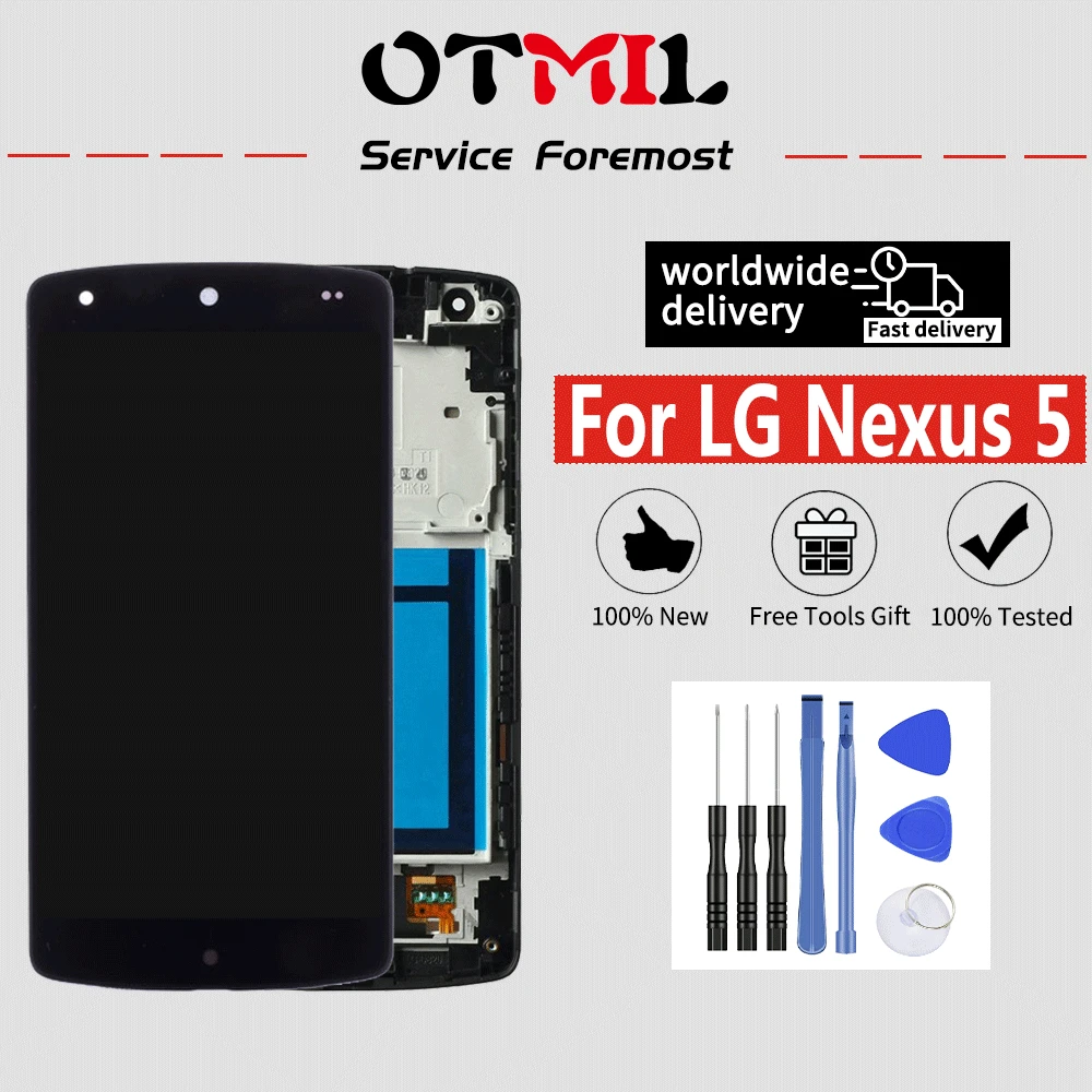 

For LG Nexus 5 OTMIL LCD Display Touch Screen Frame Digitizer Assemble Replacement For LG Nexus 5 D820 D821 Display Replacement