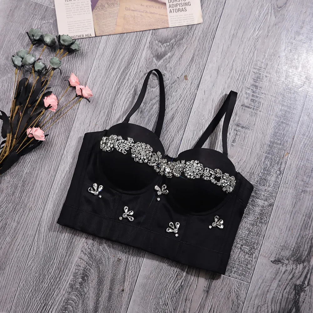 A1050 Korean Party Wrapped Chest Slim Pad Fish Bone Camisole Women New Sexy Small Steel Bustier Corset Vest Crop Tops