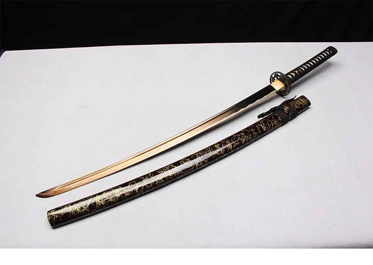 Настоящая катана, японские мечи, цветные, balde samurai Espadas, 1045 углеродистая сталь, ручная работа, острый край, цинк, медная Цуба, коричневая оболочка