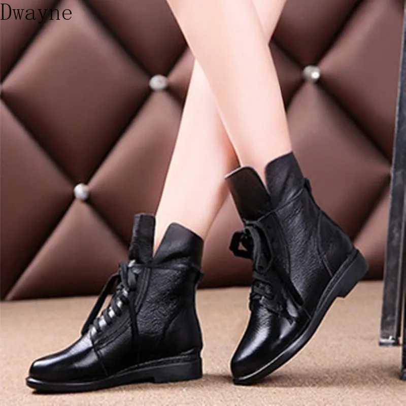

Autumn and winter new flat boots with Martin boots women's flat with retro casual plus velvet warm women's cotton boots