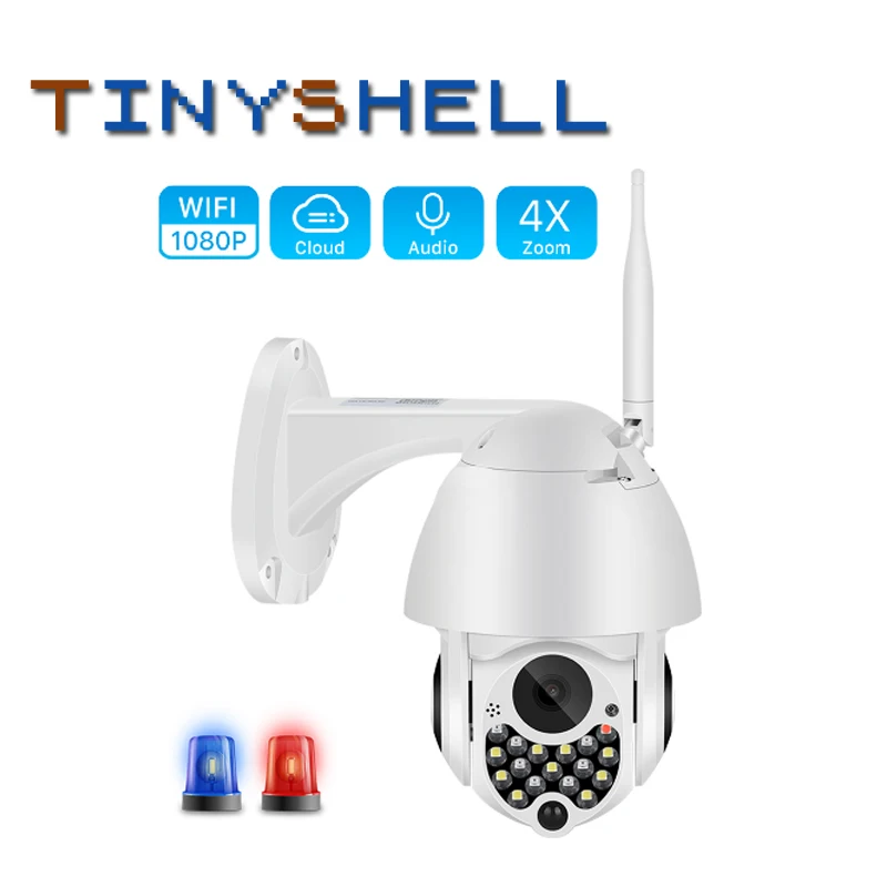 

1080P Outdoor Auto Tracking Cloud Home Security IP Camera Wifi PTZ Camera with Siren Light 2MP 4X Digital Zoom Speed Dome Camera