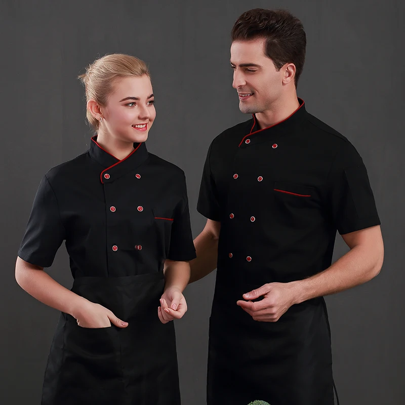 Restaurant Kitchen Chef Uniform cotton Shirt Breathable Double Breasted Chef Jacket+cap+apron works clothes for Unisex Wholesale