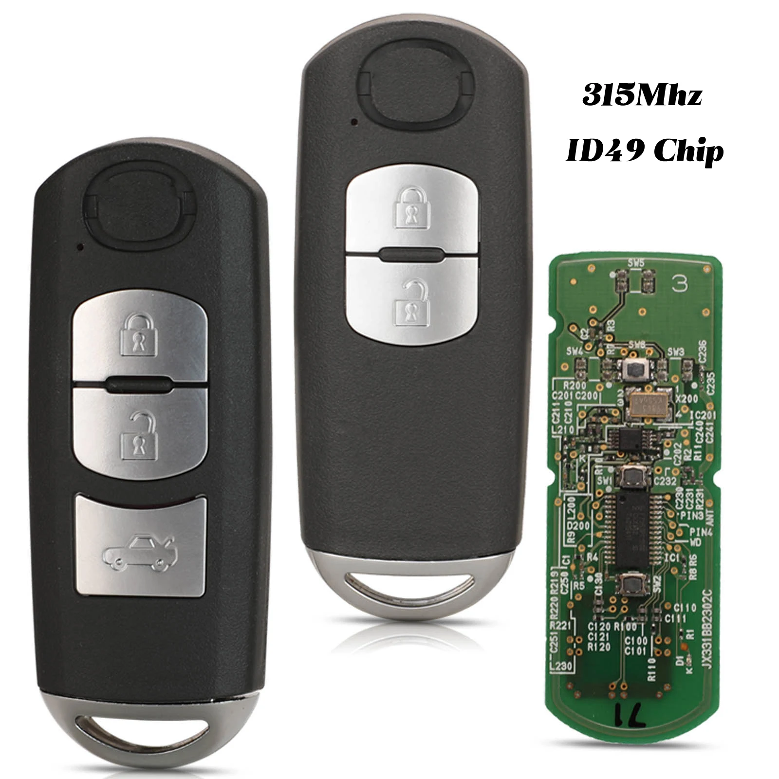 

jingyuqin 2/3 Buttons 315Mhz Remote Control Key Fob ID49 Chip For MAZDA CX-3 Axela CX-5 Miata SKE13E-01 SKE13E-02