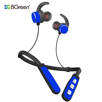 

BGreen Bluetooth Sports Earphones Wireless Soft Neckband Sport Stereo Headset Support TF Card Playing With Mic Magnet Fixing