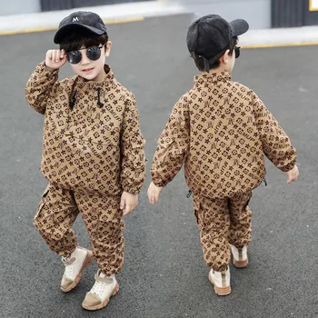 

Childrenswear Girls Network Net Red Set 2020 Middle and Large Children Spring Autumn Fashionable BOYS Sports 2pcs clothes set