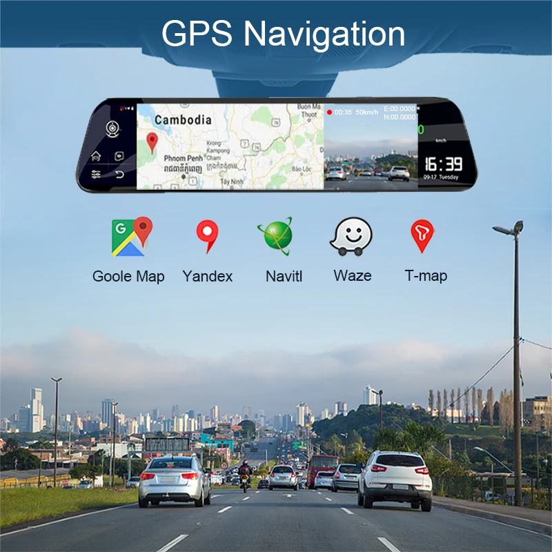 12 inch remote monitor rear Mirror navigator Android 8.1 GPS wifi Bluetooth Dash Camera 1080P dual camera ADAS Remote monitor