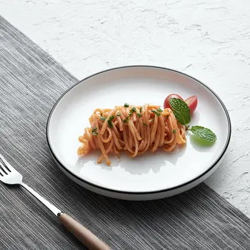 

Creative Black Line Ceramic Plate Glazed Korean Style Dish Plate Tableware Gift Bowl
