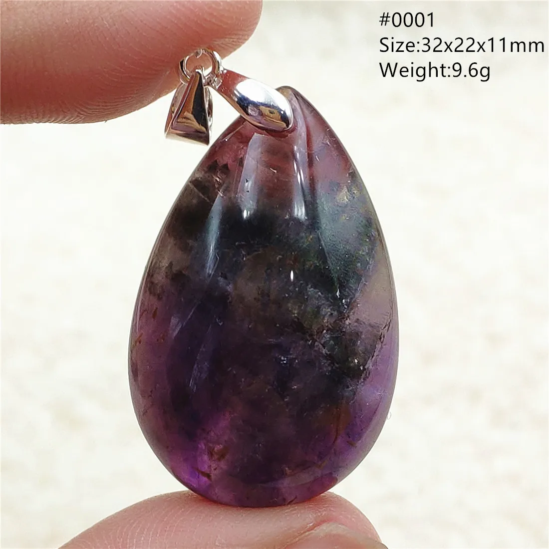 Genuine Natural Cacoxenite Auralite 23 Purple Red Pendant Water Drop Rutilated Bead Women Men AAAAAA