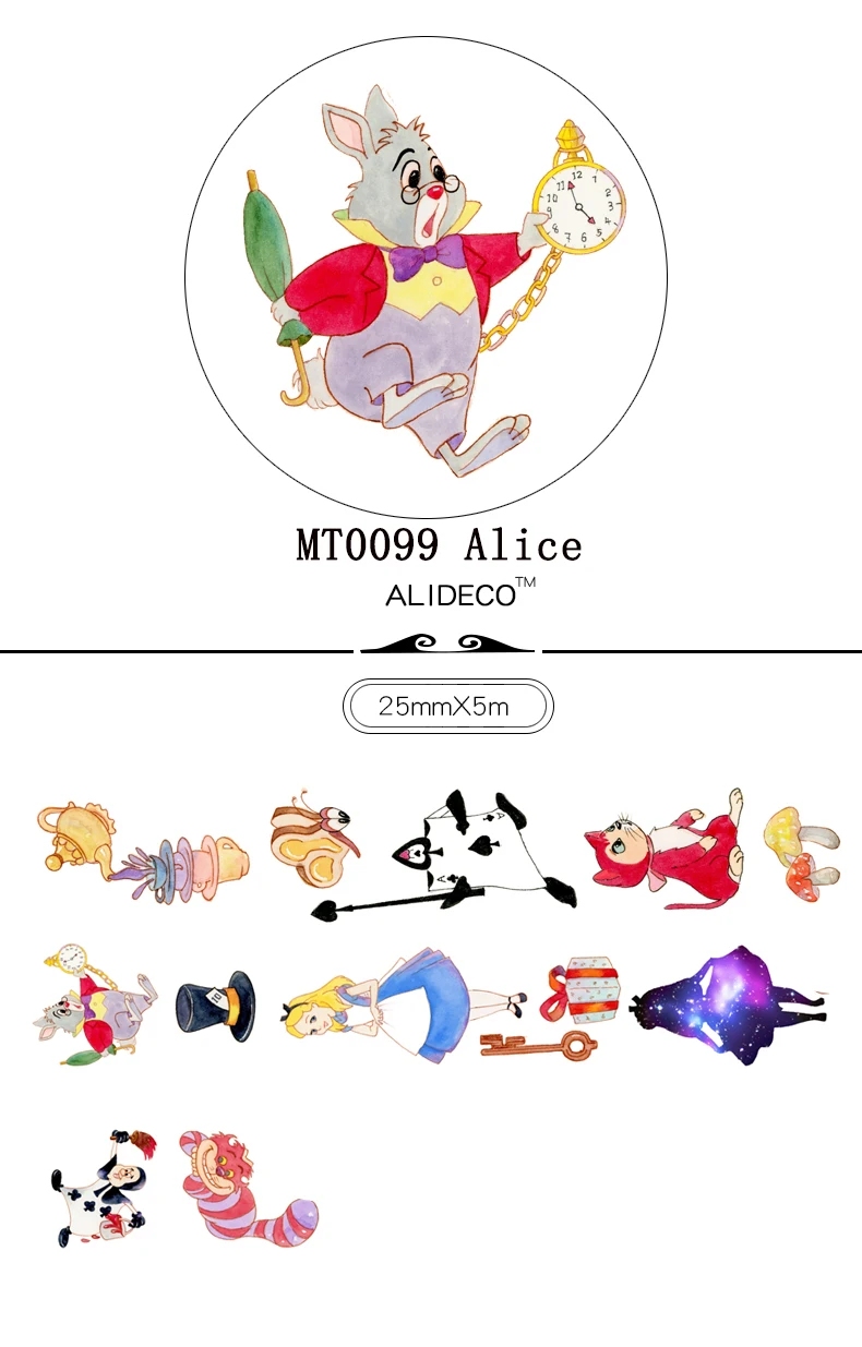 1 шт. alidco васи ленты Alice Fox Cat SouSi маскировки Декоративные ленты Клей DIY Бумага Скрапбукинг наклейки - Цвет: MT0099 Alice