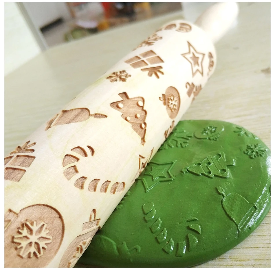 Рождественский лось Скалка Xmas деревянный тиснение DIY инструмент для выпечки креативный Рисунок коробки для печенья, кондитерских изделий роликовые скалки