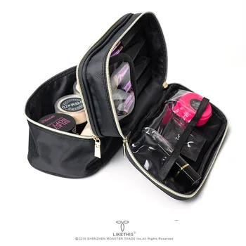 

LIKETHIS Women Organizer Cosmetic Bags Double layer Waterproof Fashion Lady Tote Make Up Tools Pouch Wash Toiletry Travel Case