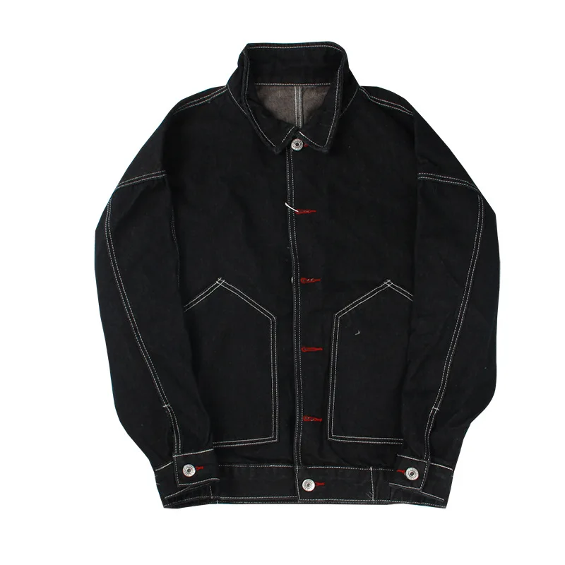 

Denim Autumn Spring Black Jacket Loosen Embroidery Bat Sleeve Jean Jacket BF Harajuku Coat Casaco Feminino Hooded Coat male