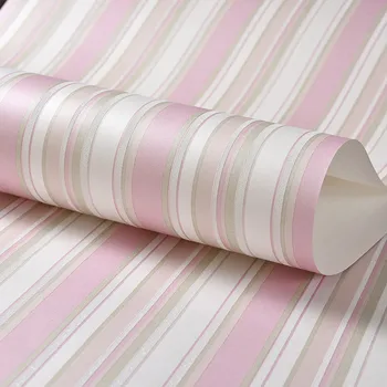 

3D Pink Blue Stripes Girls Bedroom Wall Decoration Wallpaper For Walls RollChildren Room Non-woven Vertical Striped Wallpaper