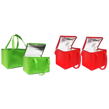 

2Pcs Foldable Large Cooler Bag Portable Food Cake Insulated Bag Aluminum Foil Thermal Box Waterproof Delivery Bag