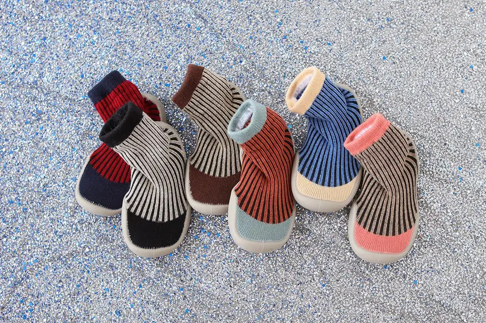 baby toddler shoes non-slip stripe Patchwork color shoes sock floor shoes Anti-off Foot Socks 6colors T08 TX01