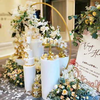 

5pcs /set Wedding Props Iron Round Cylindrical Dessert Table, Wedding Stage Decoration, Birthday Party Supplies