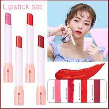 4 цвета, бархатная матовая стойкая водостойкая губная помада для сигарет, тумана, сексуальная губная помада телесного цвета, Maquillaje Batom, Набор губной помады