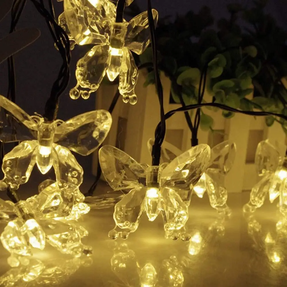 Солнечная 20led бабочка декоративные огни гирлянда Рождественский фонарь фестиваль вспышка огни Открытый Пейзаж садовые огни