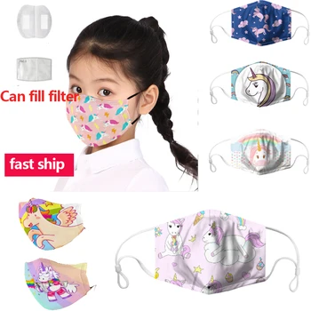 

Cute Little Horse Mask Print Pink Cartoon Unicorn Face Kids Filter Masks Reusable Fabric Rainbow Mask Cute Mouth Cover Washable