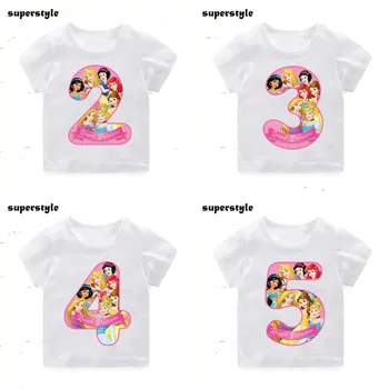 

2020 Kids Happy Birthday Number 1~9 Print Cartoon Girls T-shirts Cute Princess Fairy Funny Gift Tshirt Baby Tops,HKP2444